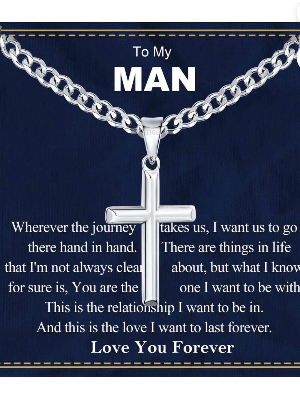 Stainless Steel Cross Pendant Necklace - Silver. 24 Inches